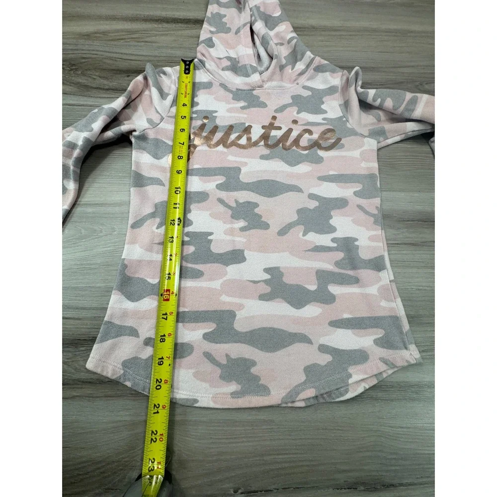 Justice‎ Kids Girls Size 8 Pink Gray Camo Long Sleeve Hoodie Top